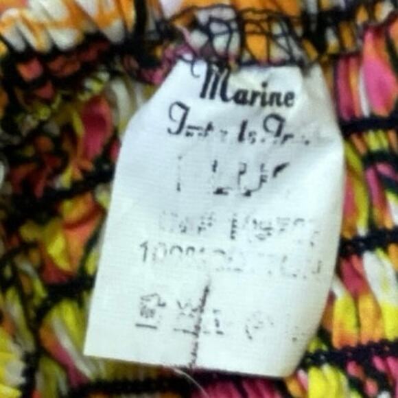 Marine Women's Yellow Pink Floral Tropical Smocked Waist A Line Maxi Dress Sz L - Picture 4 of 4